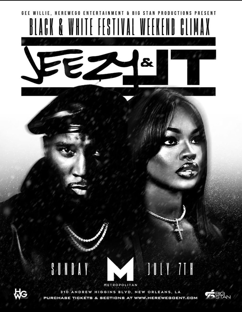 NeverUhFlaw's tweet photo. FESTIVAL WEEKEND TAKEOVER‼️
Live from The METROPOLITAN! #NewOrleans
July 4-7
Thursday 🔥+ Friday⚪️ + Saturday🔥 + Sunday ⚫️⚪️
#MannieFresh #TerrenceJ #LetoyaLuckett #EricBenet #MethodMan #KeyshiaCole #BryanMichaelCox #Jeezy #JT https://t.co/jABidx1cJC
