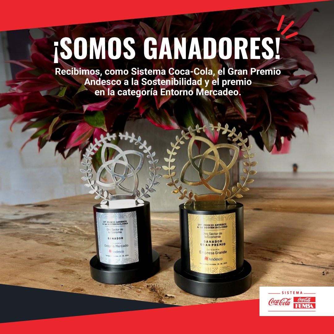 DiGuett's tweet photo. En Coca-Cola FEMSA celebramos juntos con orgullo el Gran Premio Andesco a la Sostenibilidad 🤩 Que reconoce los esfuerzos de la compañía por ser más sostenible y disminuir el impacto ambiental. https://t.co/G8lq6VV76G