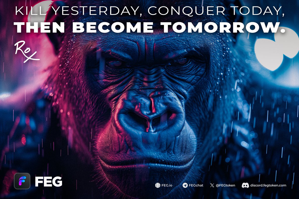 FEG361's tweet photo. KILL YESTERDAY, CONQUER TODAY THEN BECOME TOMORROW. ~ROX

The journey to greatness starts with letting go of the past, embrace the present and shape your future with #SmartDeFi and #FEGtoken 🦍

#TurnUpTheBASE #Launchpad #DeFi #baseMemecoin #Basememes https://t.co/lfseAH9ENc