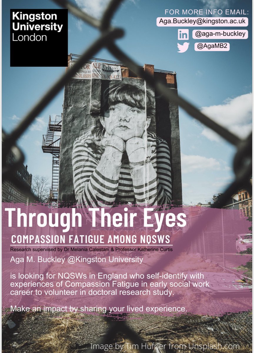 Calling NQSWs in England who experience Compassion Fatigue to reach out if they want to contribute to this doctoral research💭📚

Please #share to your networks as there are only a few months left to complete data collection 🙏🏼

#CompassionFatigue
#NQSW #ASYE
#socialwork