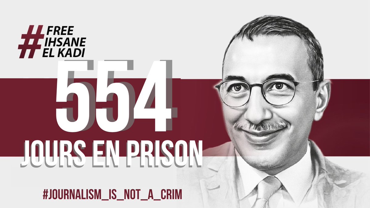 kh_aboubaker's tweet photo. Le journaliste et directeur de @RadioMPost et @maghrebemergent, @ElkadiIhsane , est en détention depuis 554 jours. 
#freeihsaneelkadi https://t.co/nKi41EfYRD