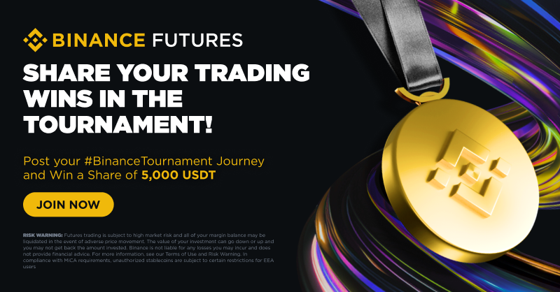 BinanceFutures's tweet photo. We've kicked off another #BinanceTournament social challenge with a prize pool of 5000 USDT!

Here's how:
1️⃣ Follow @BinanceFutures
2️⃣  Quote and share your story with #BinanceTournament
3️⃣ Fill in this survey https://t.co/MYFeZYhAW4 https://t.co/gD6hYOSaYH