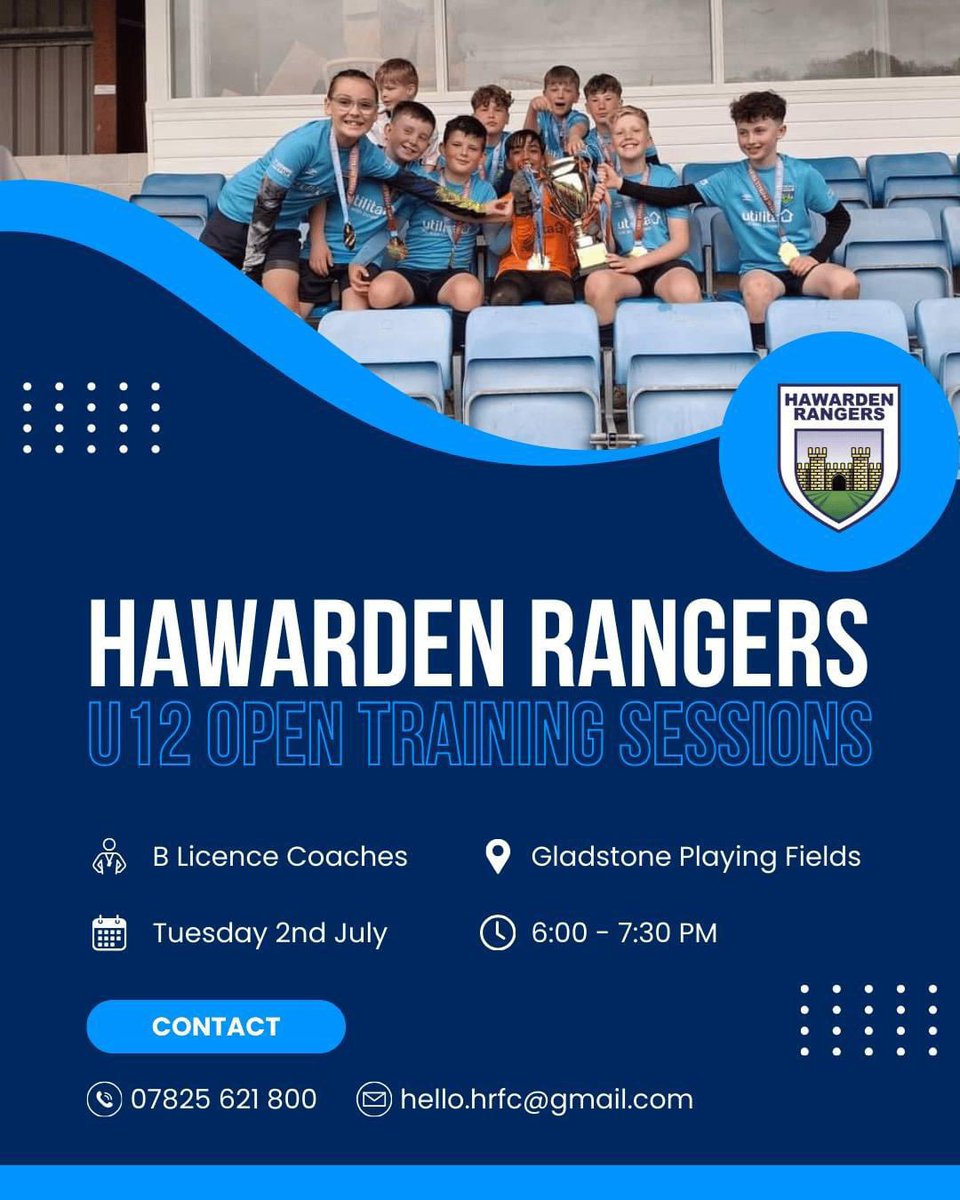 📢Calling all U12’s for 24/25 season! 

Join us on Tuesday for an open training session and become part of our amazing team! ⚽️

See below for details and confirm your interest with Jason ⤵️ 

#DontBeAStranger