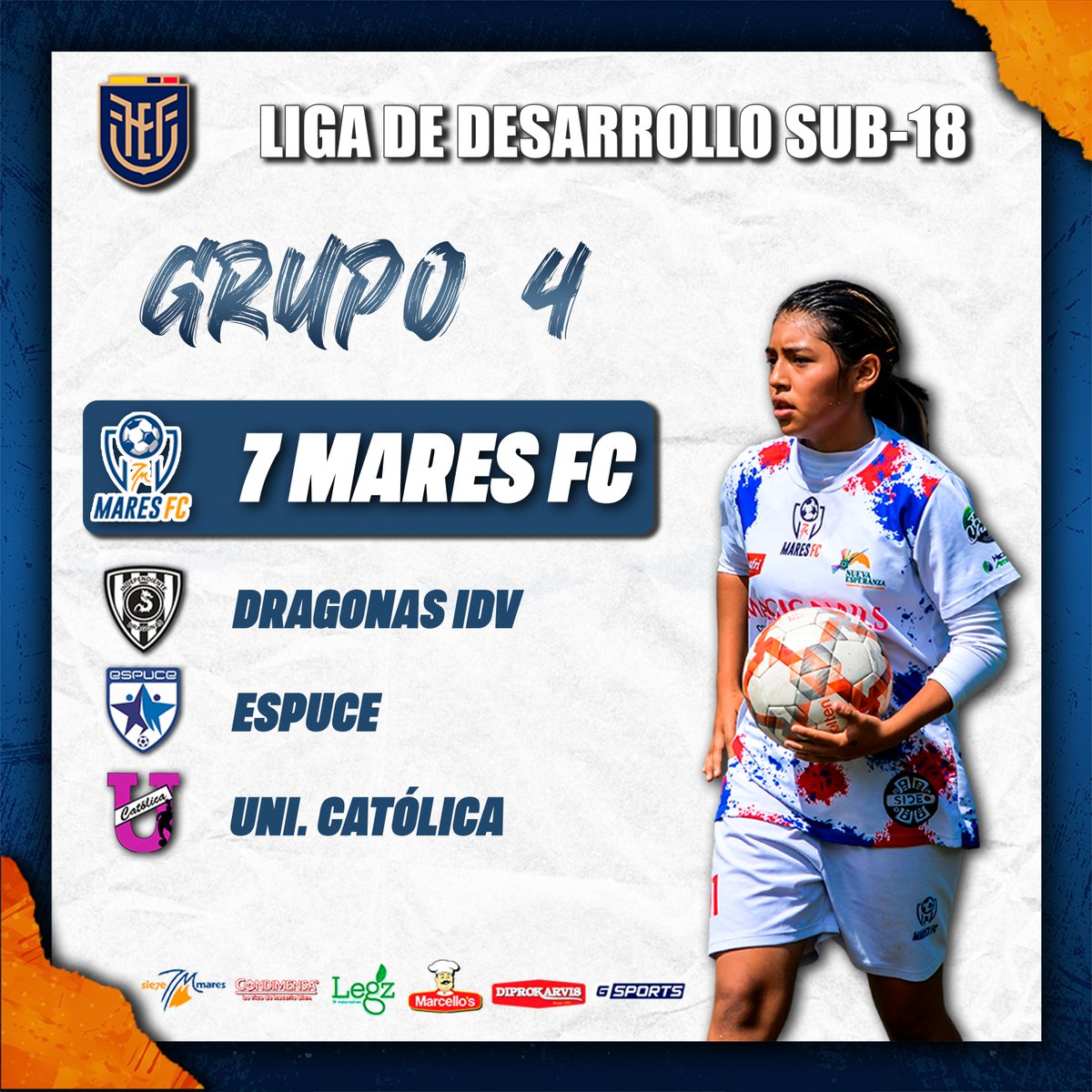 ✅ GRUPO CONFIRMADO

💪⚽ Iniciamos nuestra temporada oficial con la participación en la Liga de Desarrollo sub-18, siendo parte del grupo 4.

💥 Enfocadas en darle todo en el torneo.
.
.
.
#7MaresFC 
#VamosGuerrerasdelMar 
#FutbolFemenino