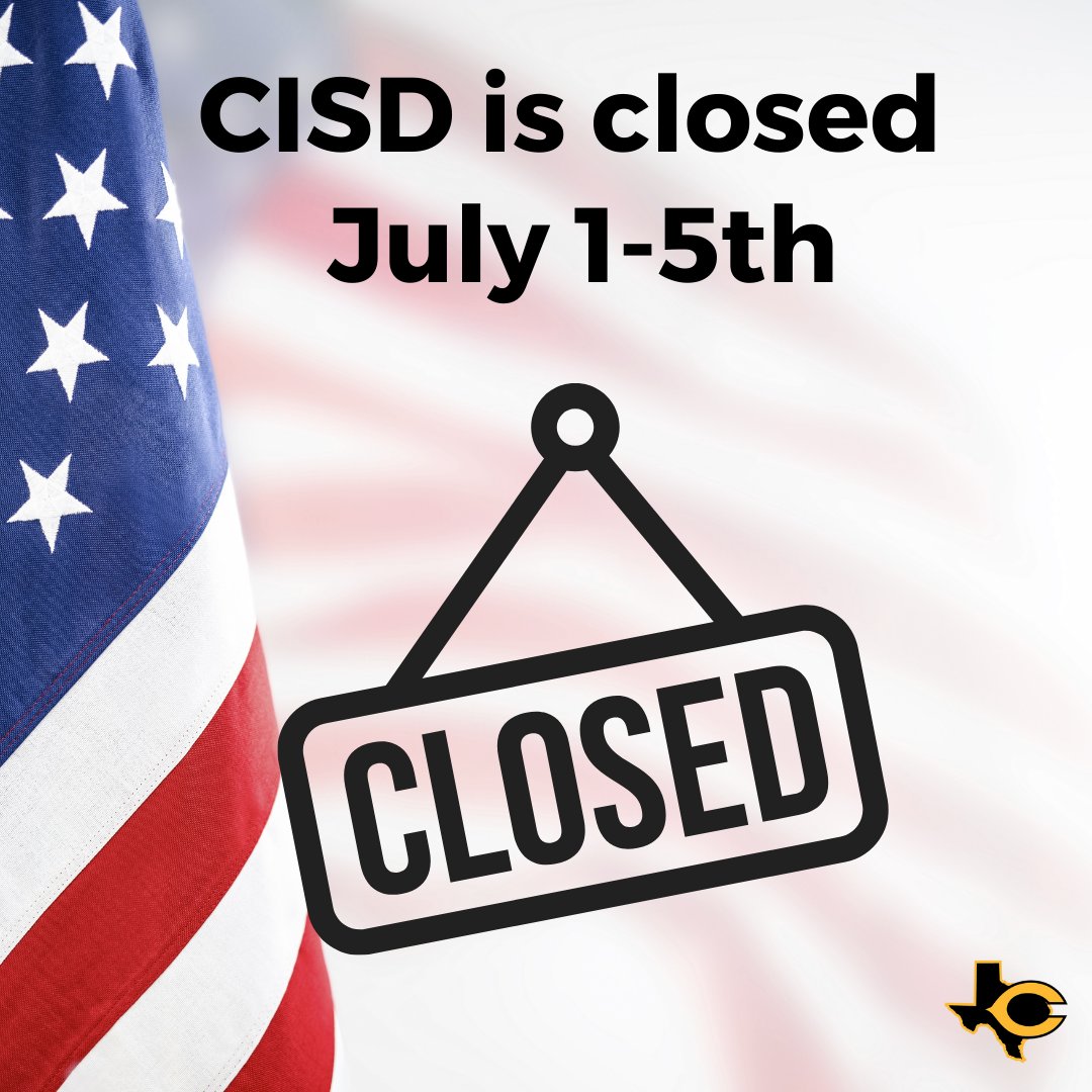 Reminder: Crandall ISD is closed July 1-5. Everyone enjoy your week!