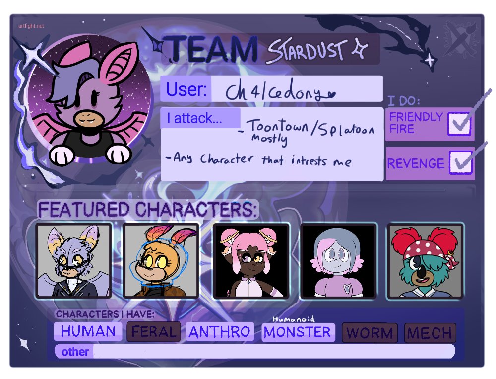 Ch4lcedony's tweet photo. I'll be participating in art fight again this year. (tho not as active as normal since I'll be busy moving house during it.) https://t.co/HEq3YB1svE