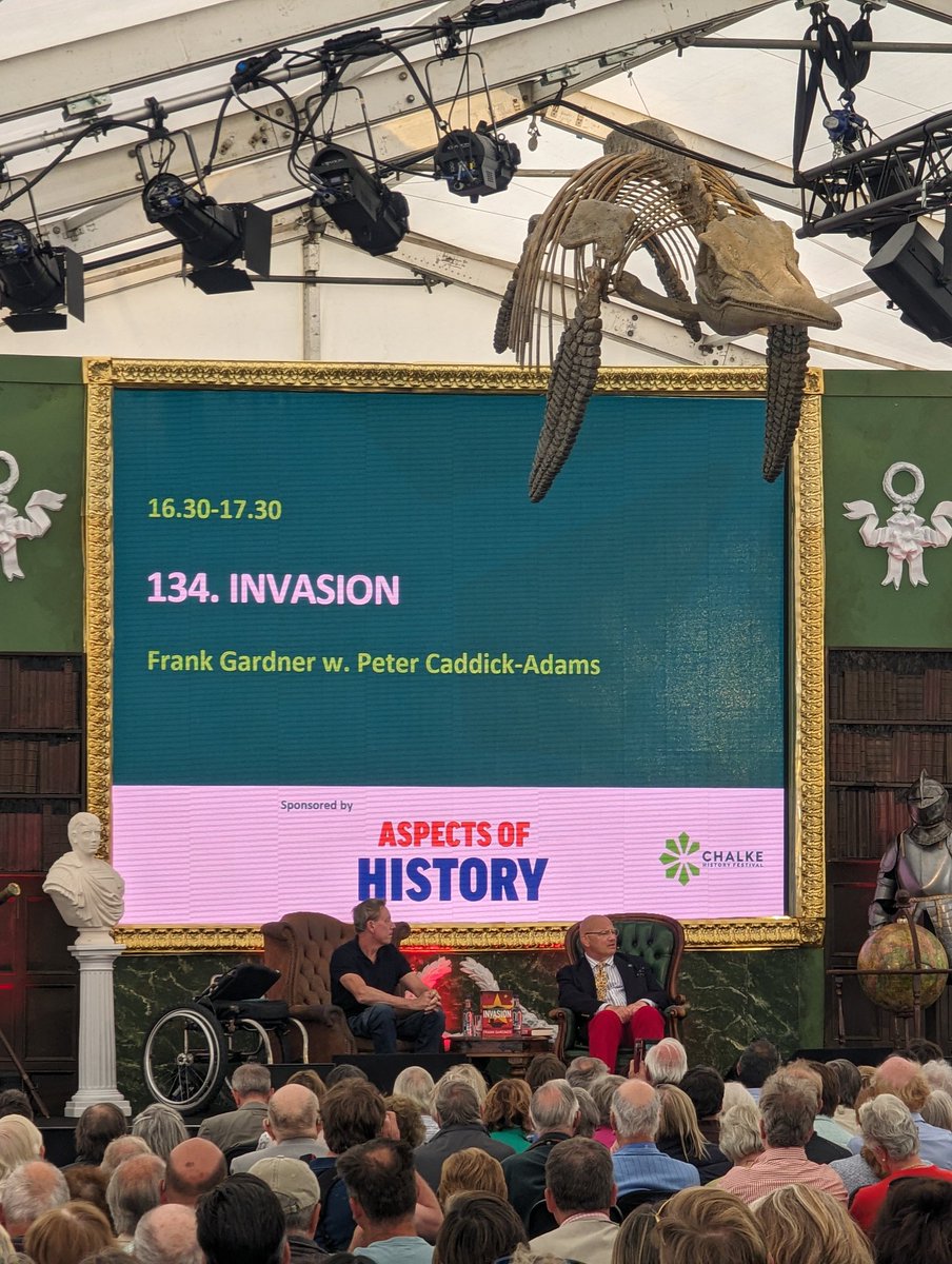 ChalkeFestival's tweet photo. The final talk in the Hiscox tent of #Chalke2024 saw @FrankRGardner speaking with @militaryhistori about his new book 'Invasion' - a fictional novel about tensions between Taiwan and China.
Thank you @AspectsHistory for kindly sponsoring this event!
#historylover #liveinhistory https://t.co/CzIuiKuEHL
