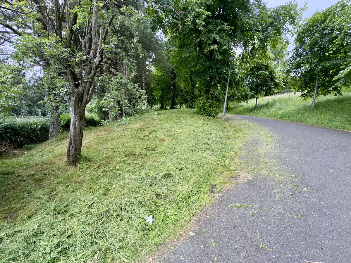 MaryhillPark's tweet photo. This week, we made a start on tidying the community garden, cut the long grass at the Maryhill Road entrance, and swept the paths. https://t.co/prwKMSyfPg