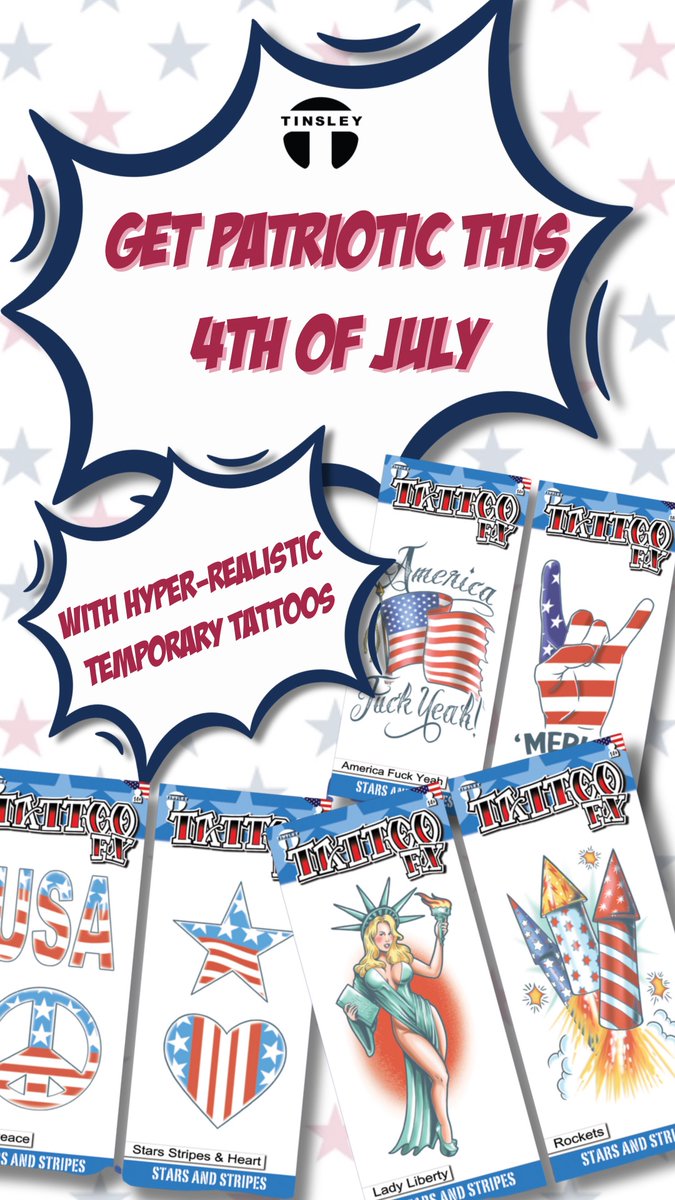 Tattoo_Fx's tweet photo. Get patriotic this 4th of July with Tinsley Transfers hyper-realistic temporary tattoos! 🇺🇸❤️⚪️🦋 #losangelesmakeup #LAmakeupartist #spfxmakeup #usa #4thofjuly #tattoo https://t.co/1565UvtYVF