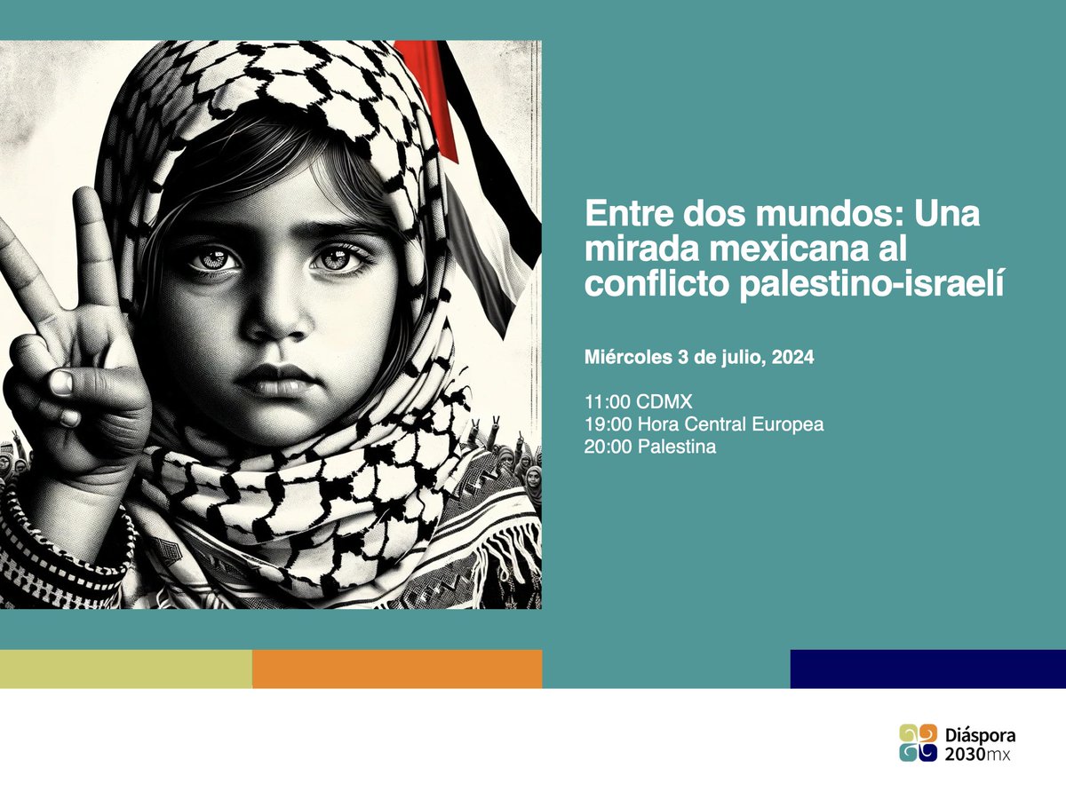 Súmate a esta conversación con una mexicana en #Palestina 🇵🇸, experta en migración internacional, refugiados y desplazados. Compartirá su visión única sobre la realidad y las implicaciones humanitarias del conflicto con #Israel.  

Regístrate y comparte: bit.ly/diaspora2030mx…