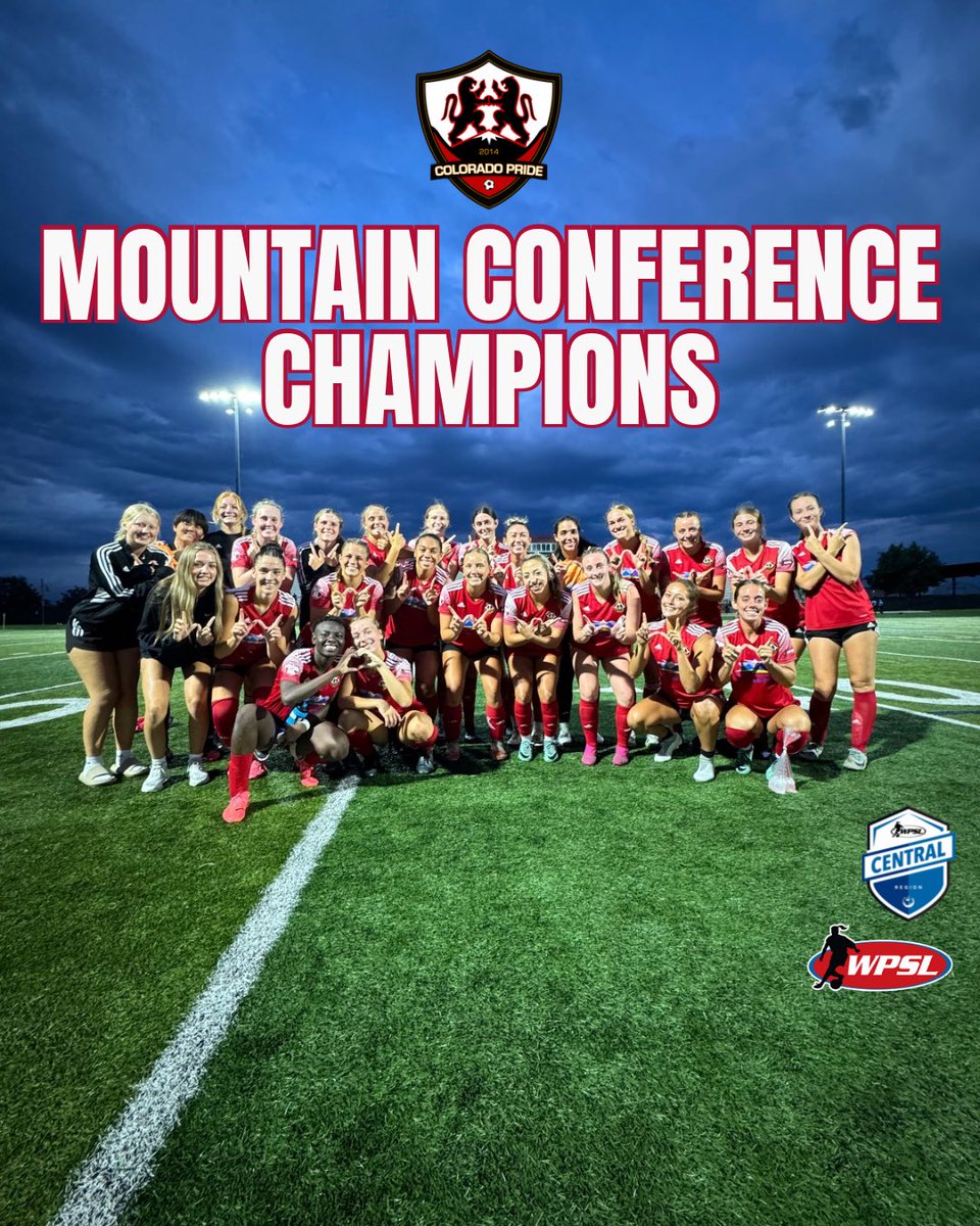 Pridetopro's tweet photo. With last night’s win, your Colorado Pride have clinched the Rockies Division and are officially Mountain Conference Champions! Post-Season, here we come! 

| #wpsl #wpslcentral #hergamw #pridesoccer #pridetopro https://t.co/YilikCF07m