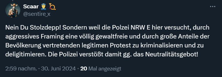 Da haben wir den Beweis, in Essen waren die Proteste "völlig gewaltfrei", am besten wir löschen also einfach alle Videos, die das Gegenteil beweisen...
