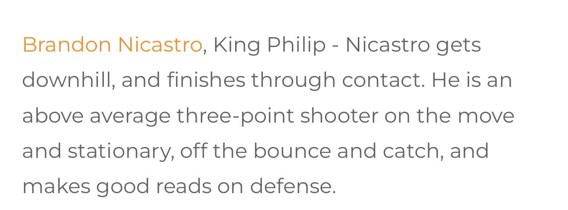 Couldn’t have written it any better myself. Brandon (<a href="/BrandonNCT_/">Brandon Nicastro</a> ) is one of the hardest workers I have coached. He is gonna be a steal for any D3 program. <a href="/NERRHoops/">New England Recruiting Report NERRHoops</a> <a href="/KPBoysHoops/">KP Boys Basketball</a>