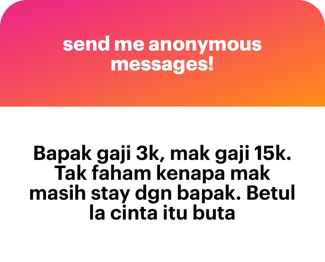 meinmokhtar's tweet photo. Kalau bapak gaji 15k, mak gaji 3k. Bila nak bapak nak tinggal mak tu? https://t.co/XEB6PZ1faW