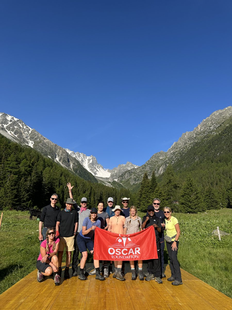 A hardy team of fundraisers hoisted <a href="/OSCAR_fdn/">OSCAR Foundation</a>'s banner on Mont Blanc, challenging themselves &amp; raising funds for OSCAR girls &amp; boys. A tough, vertical hike with breathtaking views. Up next is a 7 day Sahara Desert Trek in October with PJS Challenges. 🐪🐪oscar-international.org/up-for-a-physi…