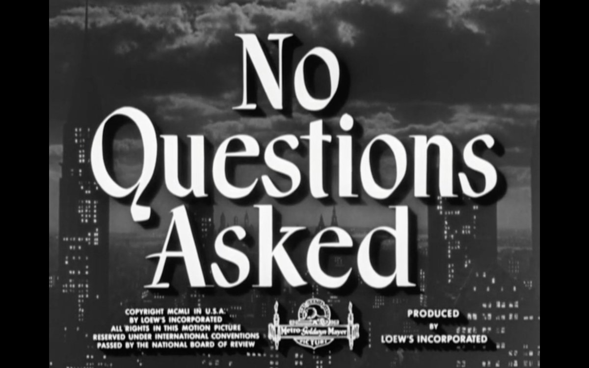 Phil_Noir_'s tweet image. Start NO QUESTIONS ASKED (1951).
#DarknessAtNoon #NoQuestionsAsked #NoirAlley