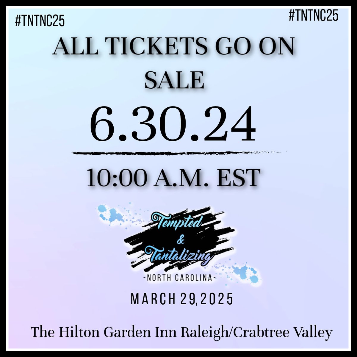 📷 #TNTNC25 TICKETS ARE ON SALE TODAY! 📷

Click here 📷 tntnyc.net/tickets.html

And be sure to join the Tempted &amp; Tantalizing Attendees Group:
bit.ly/TNTNCAttendees

#temptedandtantalizing #tntnc #booksigning #bookevents #authorevents #readerevents
