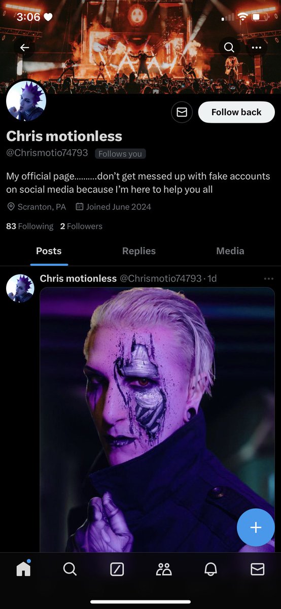 Another <a href="/ChrisMotionless/">Chris Motionless</a> fake account beware