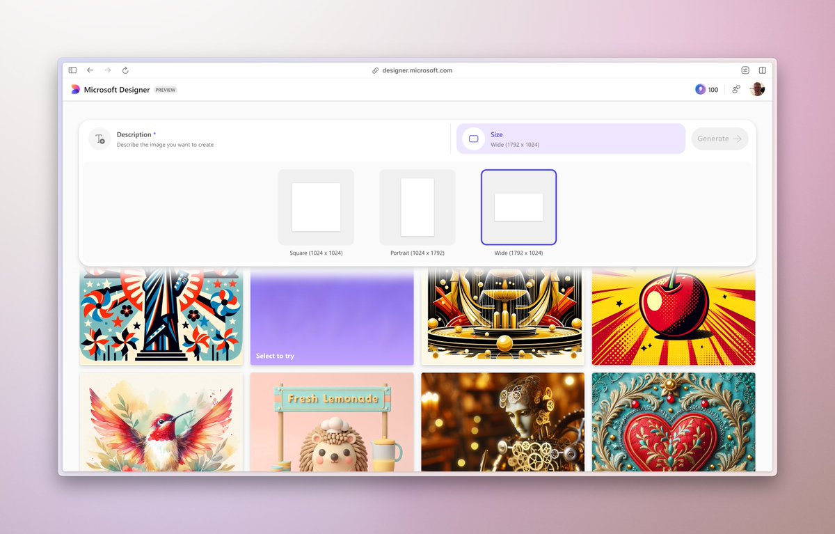 Excited to announce Microsoft Designer now supports landscape and portrait images, in addition to square! 

This is incredibly useful when you need to create an image for everything from a presentation to a Reel, or even a wallpaper for your desktop or phone. 

Give it a try for