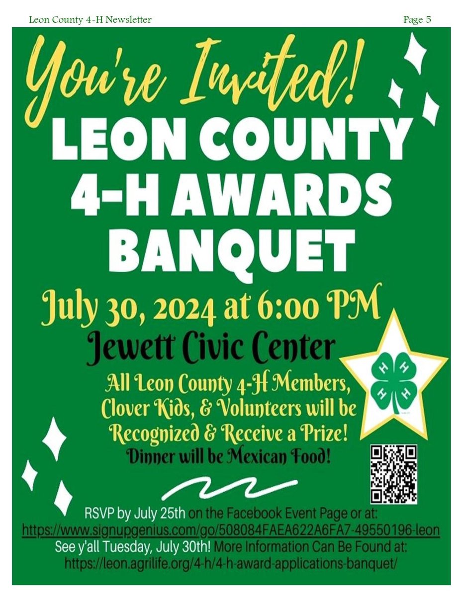 leoncounty4h's tweet photo. Happy July! Check out the Leon County 4-H JULY Newsletter! This Month: Leon County's Annual 4th of July Celebration Funtier Days, Summer Day Camps, 4-H Club Officer Training, Leon County 4-H Awards Banquet &amp; More! https://t.co/URMCKjPoj8 post 2/3 https://t.co/0jhwP2FVdZ