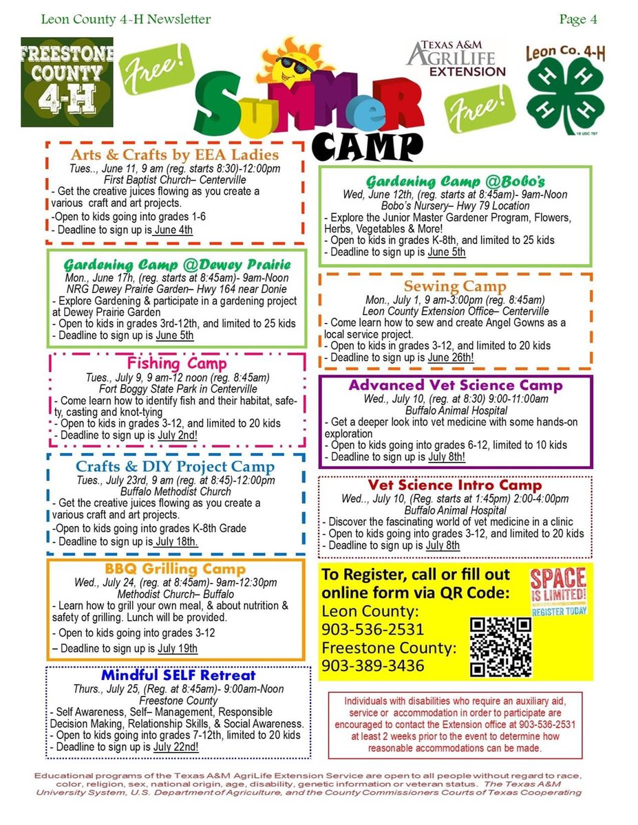 leoncounty4h's tweet photo. Happy July! Check out the Leon County 4-H JULY Newsletter! This Month: Leon County's Annual 4th of July Celebration Funtier Days, Summer Day Camps, 4-H Club Officer Training, Leon County 4-H Awards Banquet &amp; More! https://t.co/URMCKjPoj8 post 2/3 https://t.co/0jhwP2FVdZ