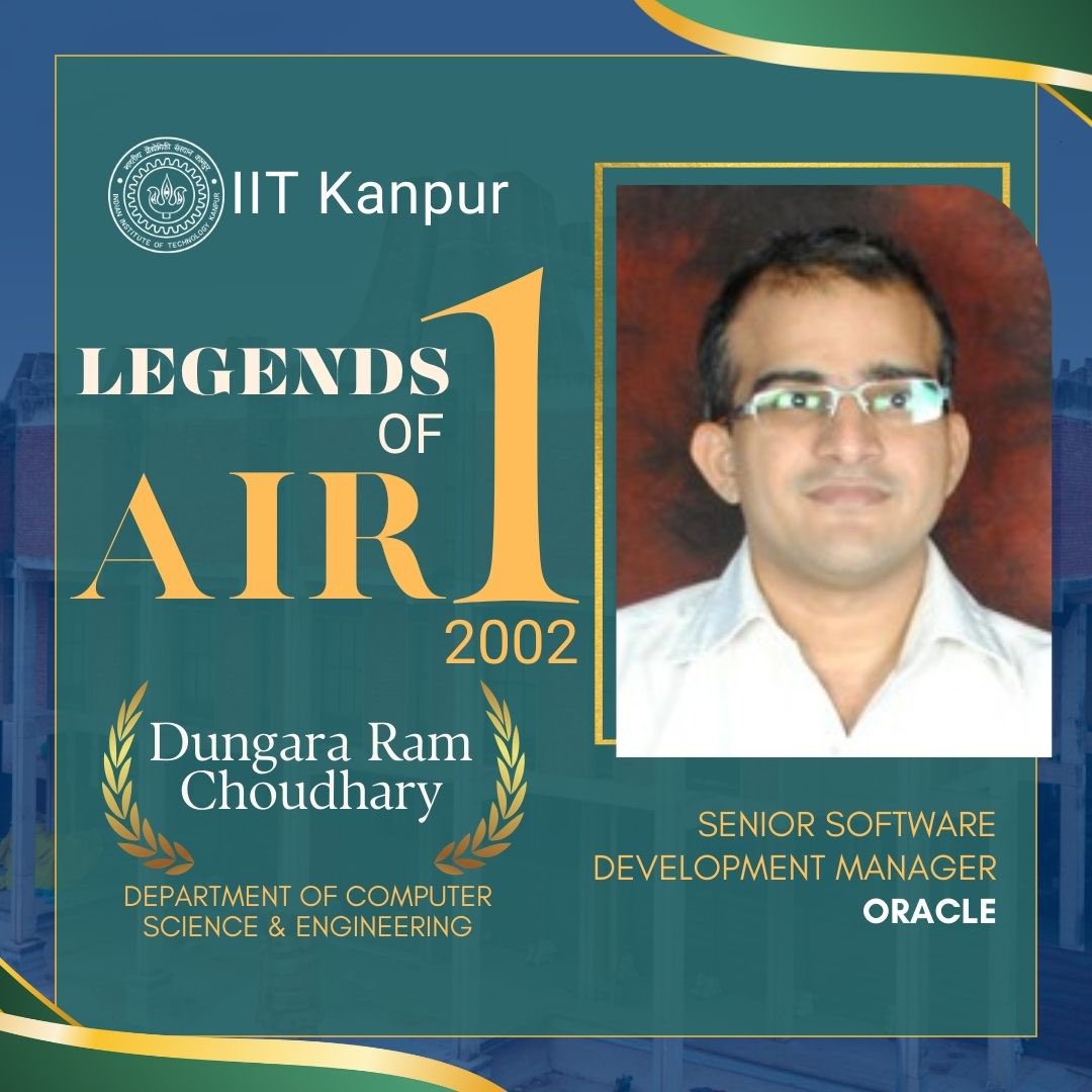IITKanpur's tweet photo. #LegendsofIITK 

Meet Mr. Dungara Ram Choudhary, Senior Software Development Manager at Oracle. Graduating from the Department of Computer Science & Engineering in 2002, Mr. Choudhary has forged an impressive career path in the tech industry, making substantial contributions to software development.

IIT Kanpur proudly recognizes his outstanding achievements, innovative work, and lasting impact on the industry.

#AlumniAchievements #IITKanpur #iitk #IITKedge #theIITKedge #jee #jee2024 #JEEAdvanced