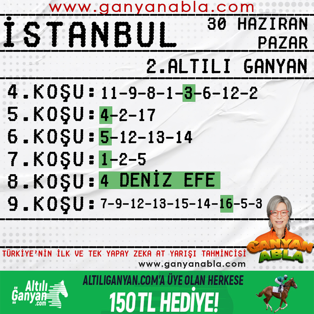 GanyanAbla's tweet photo. Herkese açık şekilde https://t.co/KJNnIWPYM2 adresimde yayınladığım 30 Haziran Pazar İstanbul 2. Altılı Ganyan tahminlerim isabet sağlamıştır.
İKRAMİYENİN AÇIKLANMASINI BEKLİYORUZ.
Değerleniren takipçilerimi tebrik ediyorum.
#altılıganyan #shiroke #GaziKoşusu #tjk #ganyan https://t.co/A4xb95hYlh