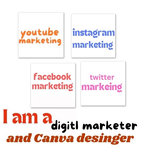 I am a digital marketing expert  .  and Canva desinger . 
youtube markerting 
facebook marketing 
instagram markeing 
 twitter marketing 

 #youtube #youtubeshorts #youtubechannel #Facebook #facebookmarketing #instagram #instagramads #twitterbiggboss #twitterblades