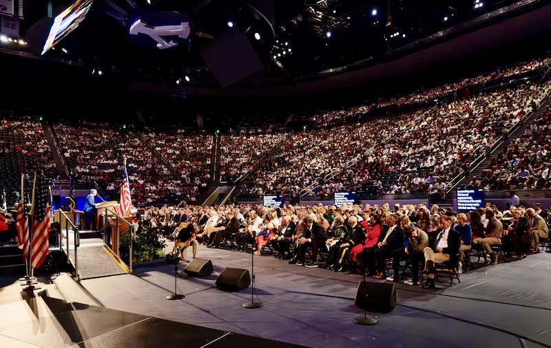 Join us *tonight* at 7pm for our annual #PatrioticService, with Elder Matthew S. Holland speaking. Enjoy music from Dallyn Vail Bayles and the Utah National Guard 23rd Army Band. No tickets required for this free event at #BYU’s Marriott Center.