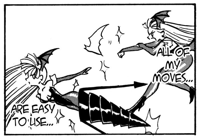 dailymorrigan's tweet image. darkstalkers comic “a castle of sand” by hasumi, featured in a 1997 gamest compilation