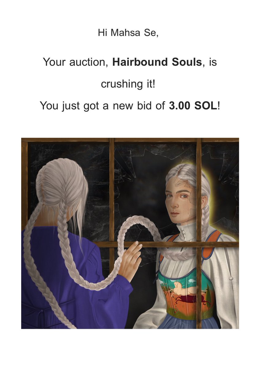 Auction Started ⭕️

A heartfelt thank you to my dear friend <a href="/web3_Berliner/">Berliner</a> Your continued support means the world to me. ❤️

“Hairbound Souls”
Current bid: 3 SOL

Link below 👇🏻