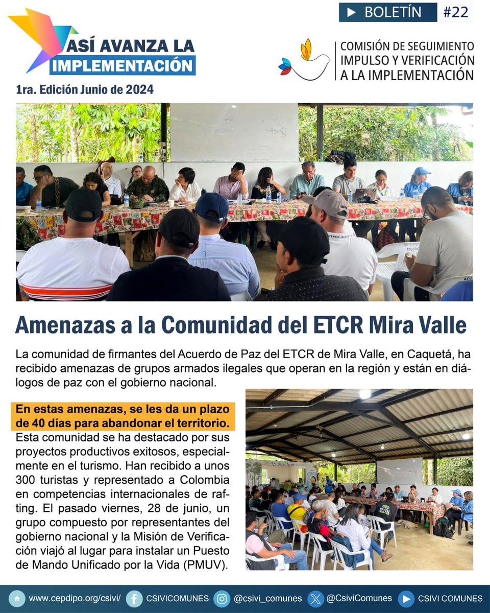 CsiviComunes's tweet photo. 🗞️ Infórmate sobre la paz en Colombia
🧿 Estas son las noticias de la semana
📌 Amenaza a la comunidad de Miravalle
📌 Instalación #PMUV
📌 Responsabilidad narrativa e informativa
📌 Continúa ajustes a #PMI
📌 Charla propiedad de la tierra en México https://t.co/oyvDI6e9oN