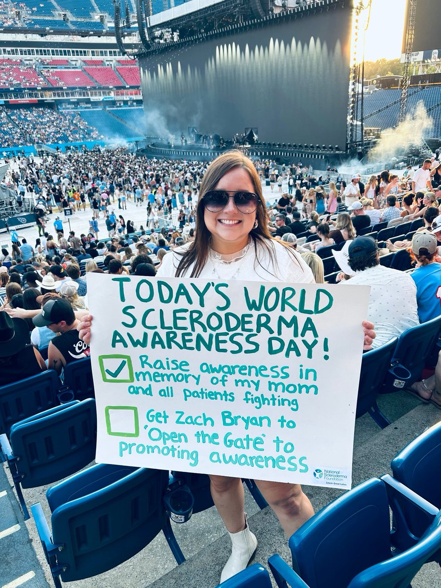National Scleroderma Lower Great Lakes Chapter (@ohioscleroderma) on Twitter photo What an awesome way to raise awareness! Although, <a href="/zachlanebryan/">Zach Bryan</a> , did not see the sign, we had people reading and asking left and right about scleroderma! Sounds like a success!🩵🎶 #WorldSclerodermaDay #SclerodermaMatters
<a href="/NissanStadium/">Nissan Stadium</a> What an awesome way to raise awareness! Although, <a href="/zachlanebryan/">Zach Bryan</a> , did not see the sign, we had people reading and asking left and right about scleroderma! Sounds like a success!🩵🎶 #WorldSclerodermaDay #SclerodermaMatters
<a href="/NissanStadium/">Nissan Stadium</a>