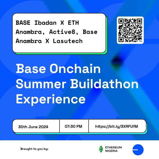 EthereumNigeria's tweet image. Join us x.com/i/spaces/1Yqxo…
 for an exciting X Space series today with the Builders in BASE Anambra, Ibadan, and Lagos2! 
🚀Tune in at 7:30 PM 
Don’t miss out! @Base
#OnchainSummer #BuildonBase #BlockchainBuilders @zora @stripe @farcaster_xyz @AerodromeFi @synthetix @fleek