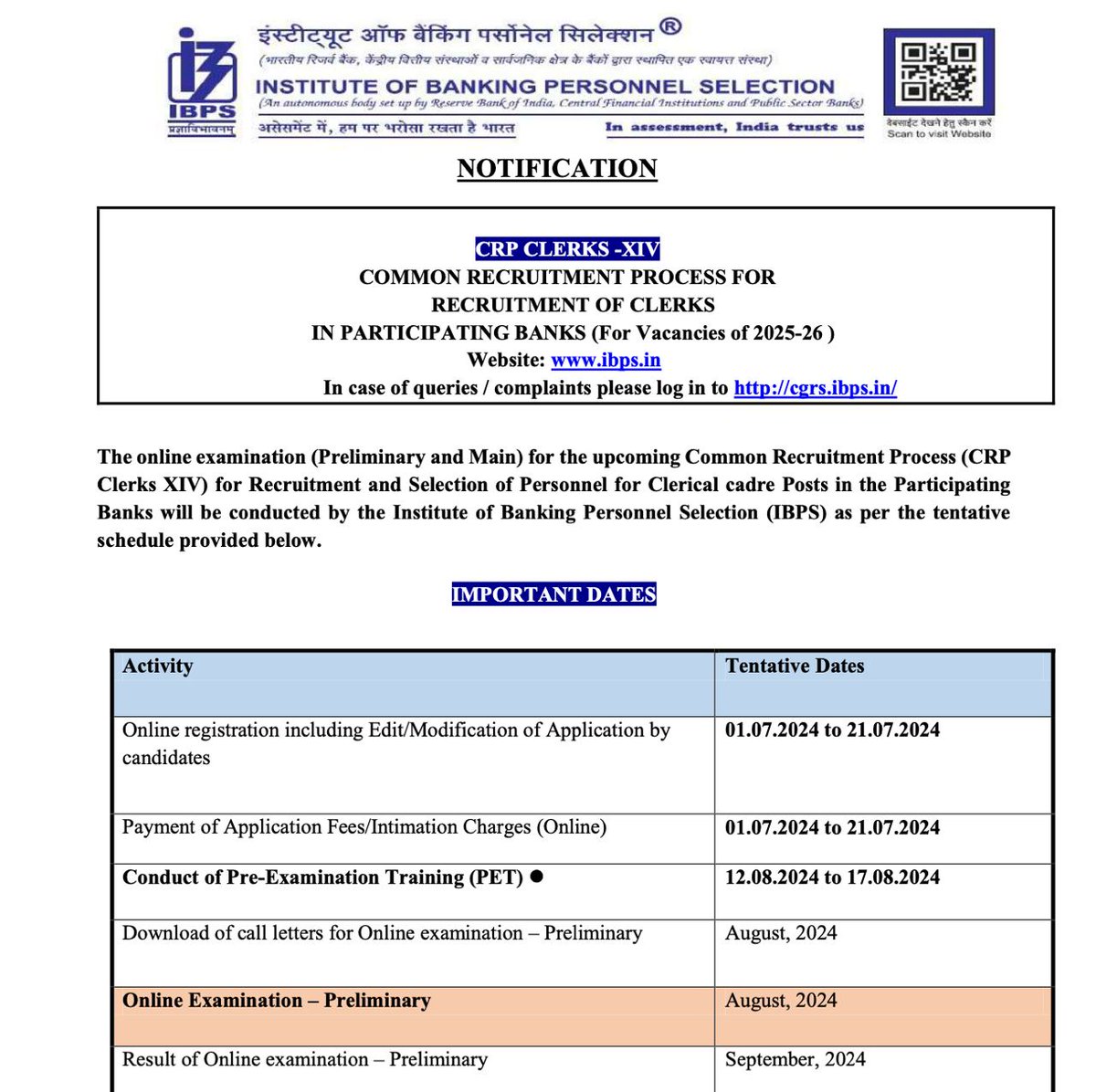 DrGauravGarg4's tweet image. #IBPSClerk #IBPS #IBPSClerk2024
Important dates IBPS Clerk 2024