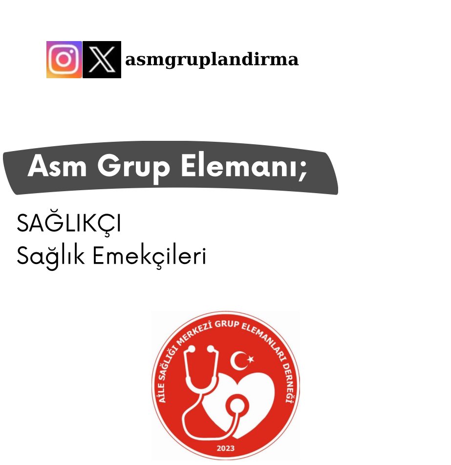 <a href="/asmgruplandirma/">Aile Sağlığı Merkezi Grup Elemanları Derneği</a> Asm grup elemanları olarak yıllardır verdiğimiz emeğin yok sayılmasını istemiyoruz iş gücümüzün yok sayılmasını istemiyoruz
#AsmGrupElemanınaKadro