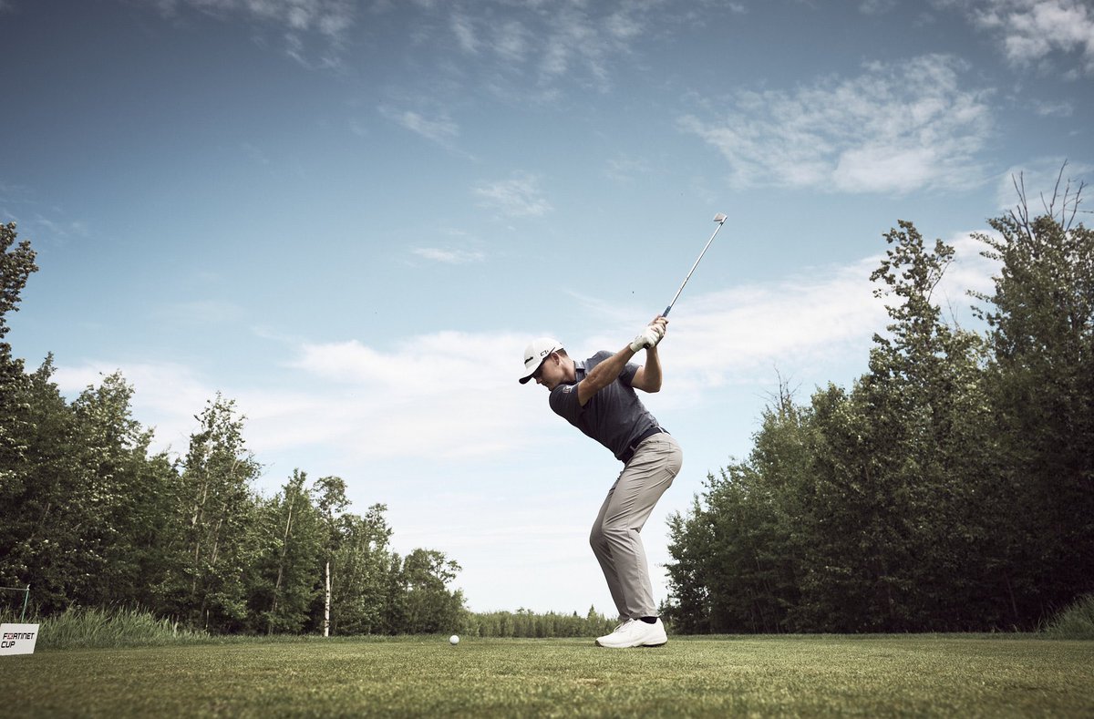 Noah Steele tees off in the final round of the ATB Classic at Northern Bear, part of the PGA TOUR Americas run for the Fortinet Cup. #pgatouramericas #pga #atbclassic