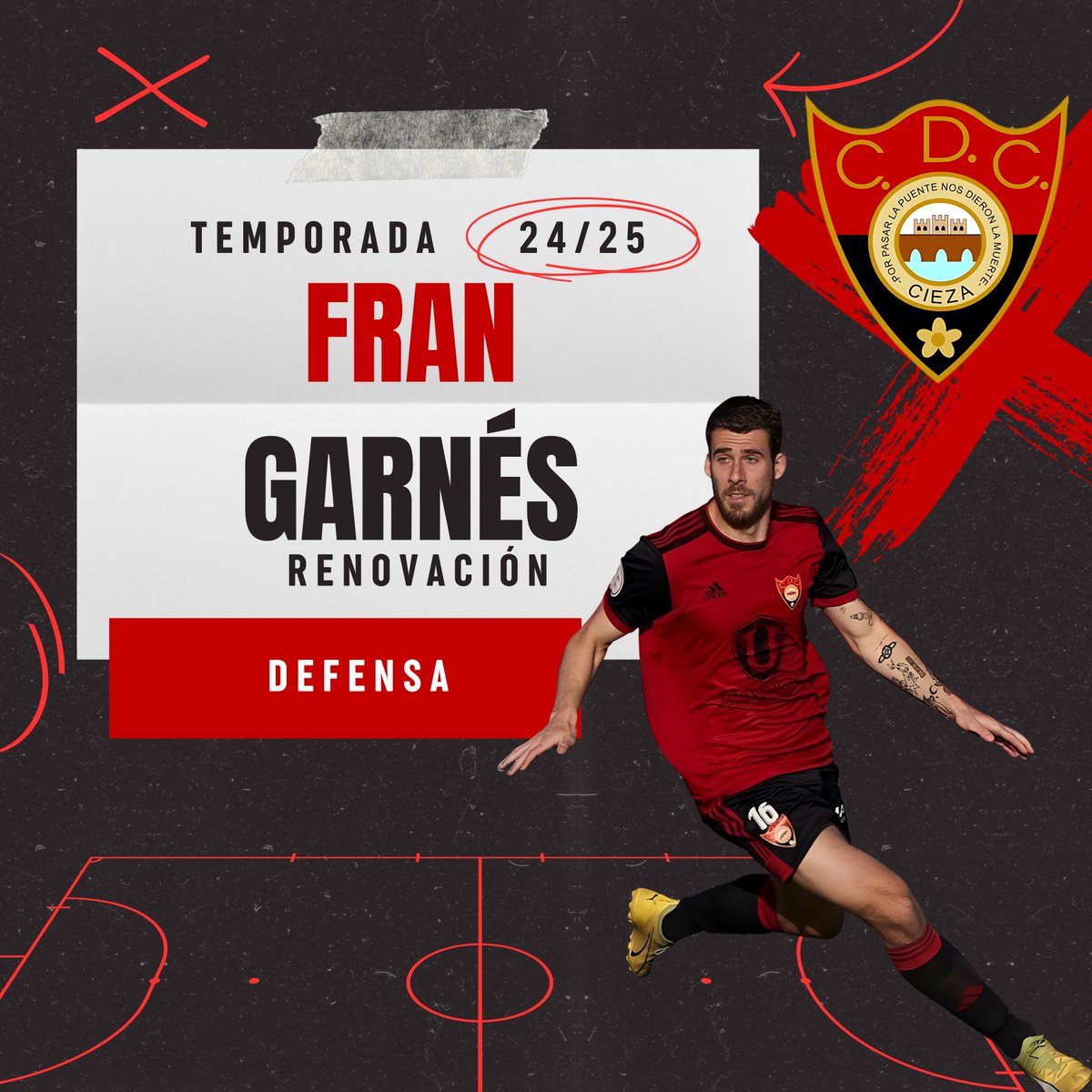 ¡Explosiva noticia, Esparteros! 🎉 
Fran Garnés renueva con el CD Cieza. ⚽️🔥 Su pasión y talento continuarán impulsándonos hacia grandes logros. ¡A por todas, Fran! 💪🔴⚫️ 
#OrgulloEspartero #VamosCieza