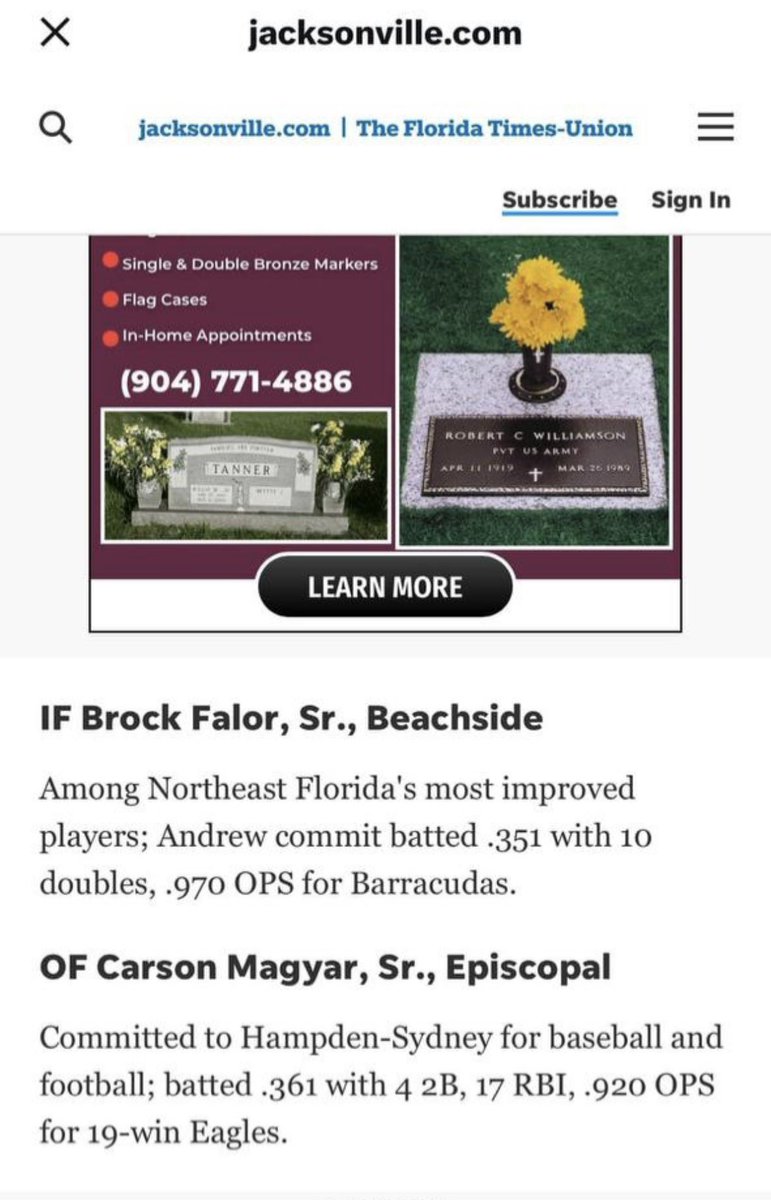 Thank you!
<a href="/CFreemanJAX/">Clayton Freeman</a> 
<a href="/esj_baseball/">ESJ Baseball</a>