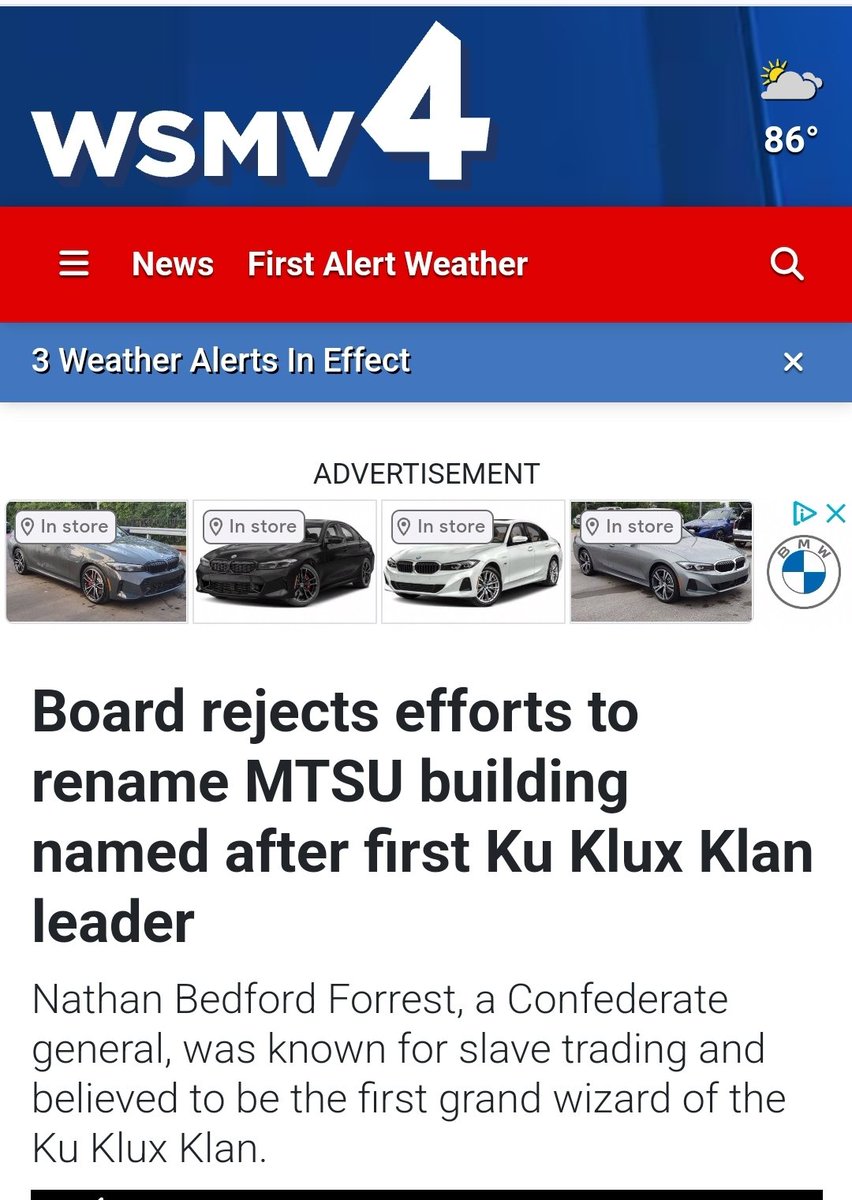 TheBoroHoller's tweet photo. MURFREESBORO- Tennessee Historical Commission blocking @MTSU from removing NBF from building. 
Reminder NBF didn't build the building or contribute to the history of the university. There's no reason his name should be on campus. Not a good one. https://t.co/Xut3yVGZtT