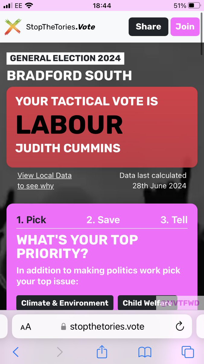 <a href="/carolvorders/">Carol Vorderman</a> <a href="/Ipsos/">Ipsos</a> I used stopthetories.vote to see how all #Bradford District can be Tory free:
West + East - vote how you feel: Tories unlikely to win
South - vote Labour <a href="/JudithCummins/">Judith Cummins MP</a>
#Shipley - vote Labour <a href="/annalouisedixon/">Anna Dixon MP for Shipley</a> 
#Keighley &amp; #Ilkley - vote Labour John Grogan