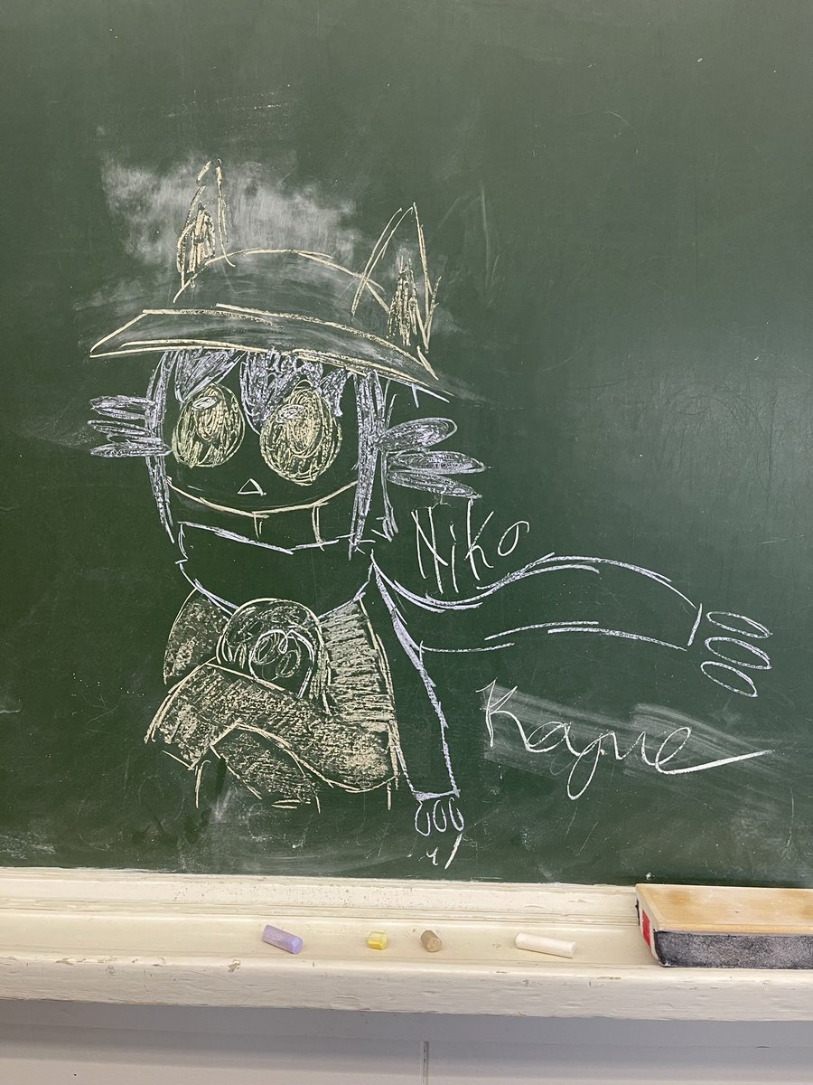 kandykaynee's tweet photo. Happy birthday Oneshot!! :D
Thanks for making me cry like a little bitch like I never have before
Heres a drawing of Niko I put on the chalkboard in my japanese class
#OneShot10 https://t.co/TRKRI2PS0i