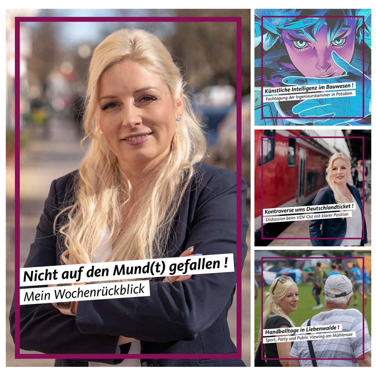 Nicht auf den Mund(t) 💋 gefallen – Mein Wochenrückblick mit folg Themen: Fachveranstaltungen in #Potsdam, #KI im Bauwesen, 10 Jahre AGUS-Akademie, Kontroverse ums #Deutschlandticket, Handballtage in #Liebenwalde, Mehr rb.gy/nlj4r4