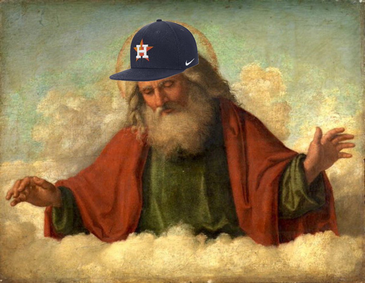MLBONFAX's tweet photo. BREAKING: Astros sign FA God to 2 year, $30 million contract. 

In an interview, God stated: “I couldn’t let the Mets win the series against the Astros, so I sent a fat storm over Citi Field to give the Astros some time to adjust and get the job done.” 

God also said “Bang Bang Stro’ Gang” after the Astros beat the Mets.