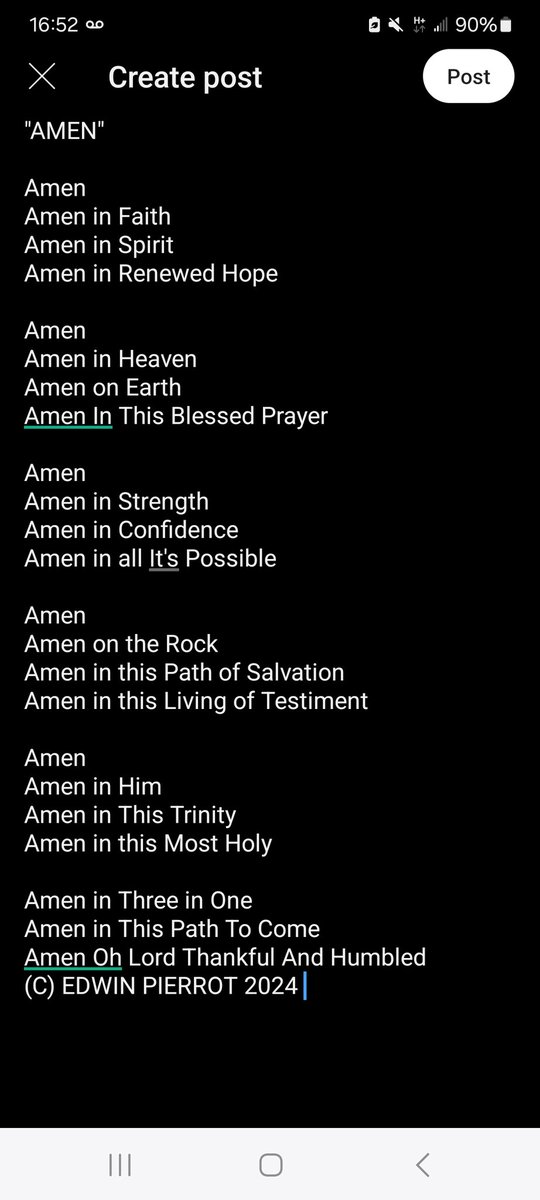 edwinpierrot13's tweet photo. "AMEN"

#Poetry #Poem #Songwriting #CountryMusic #Inspiration #motivation #WeekendWisdom #sunday #GoodAfternoon #ThankYouJesus #InJesusName #inChristITrust #ThruChristITrust https://t.co/W1GQ1Gt8Ln