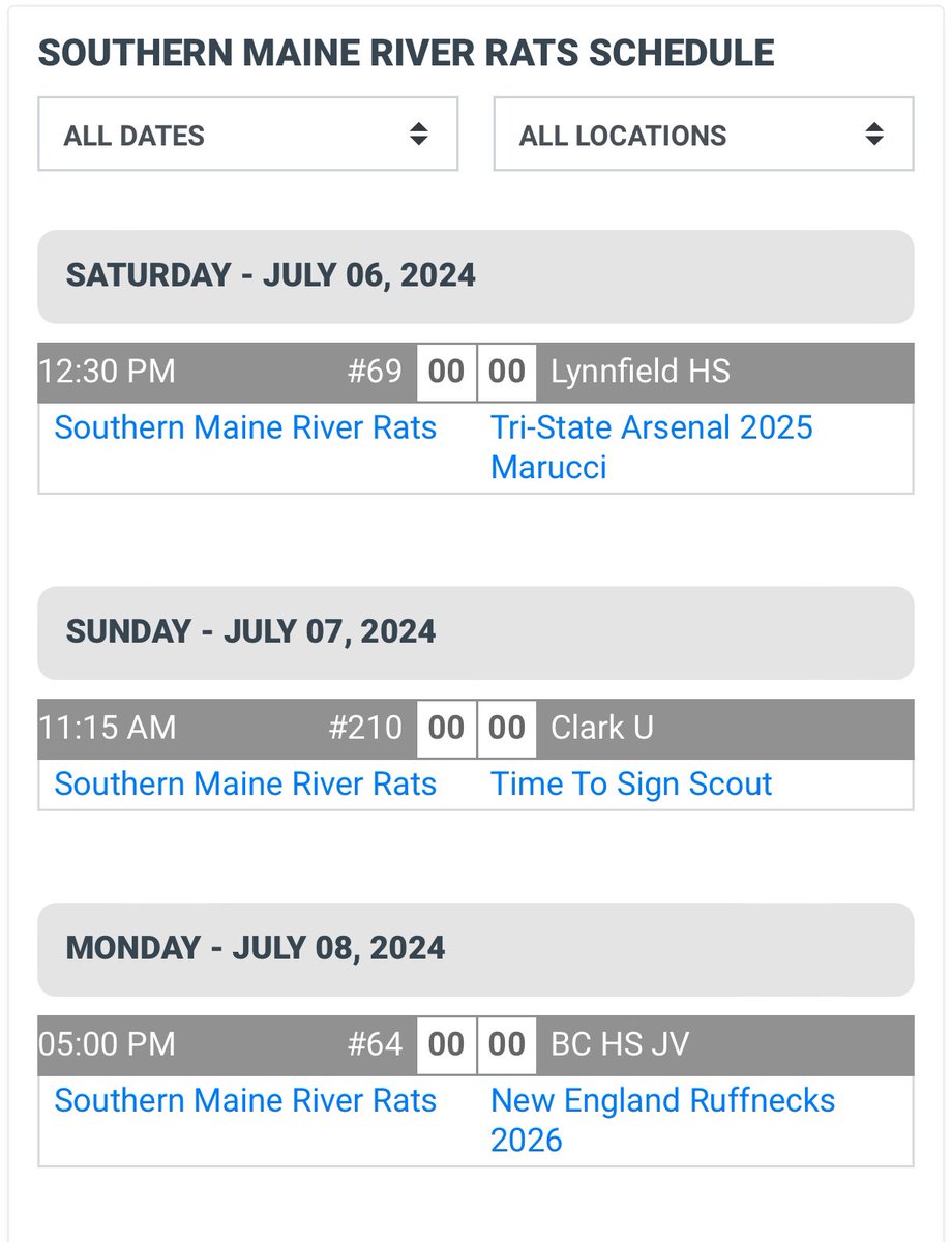 Schedule for Prospect Select Boston Classic