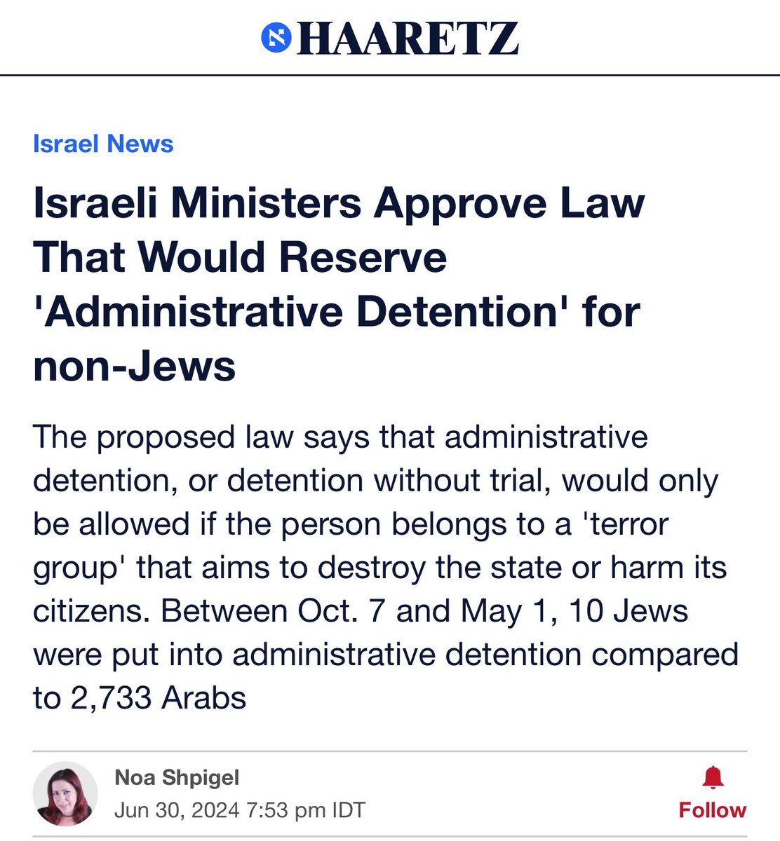 So, a law that wants to differentiate between Jews and non-Jews. What’s the word for that again?