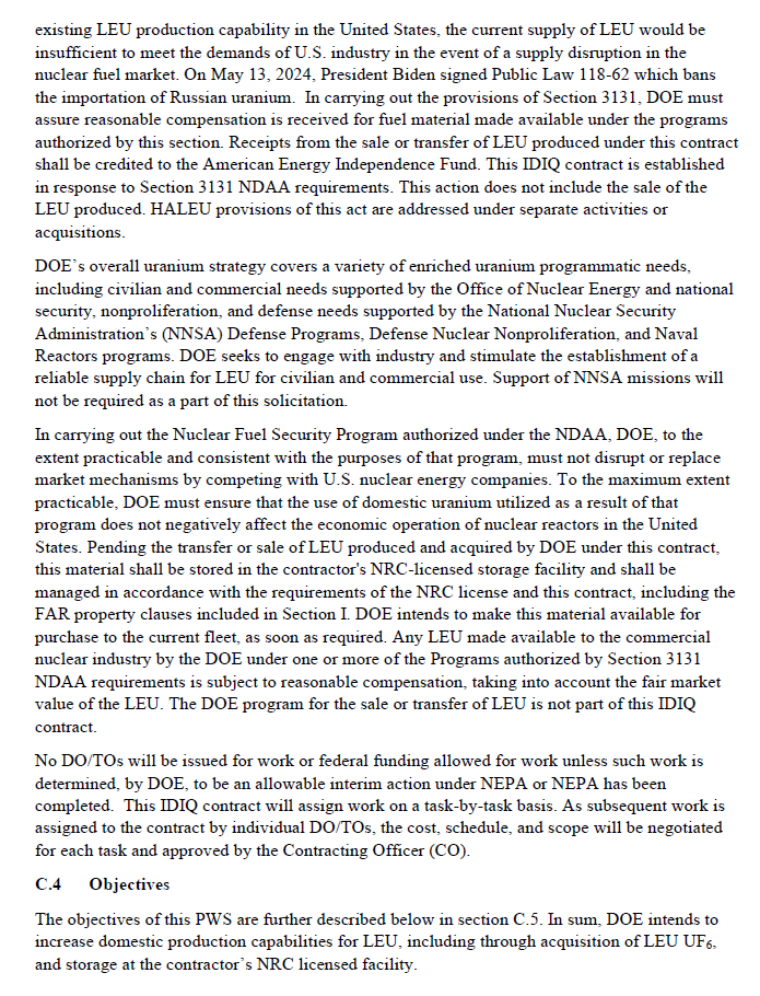 quakes99's tweet image. 🎇🎆😲ICYMI.. US Department of @ENERGY has issued a US$3.4 Billion Request for Proposals (RFP) for the purchase of Low-enriched #Uranium (LEU), the fuel used in the 94 operating US #Nuclear reactors.🛢️⚛️⚡️🇺🇸

I've done a deep dive into the RFP🧾🤿 so let me break it down for U:👇…
