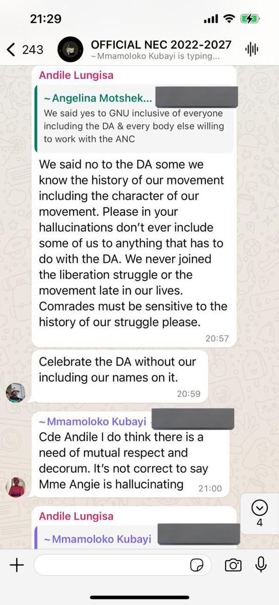 Miz_Ruraltarain's tweet photo. Part 1 :Andile Lungisa having a little tantrums theatrics at the last hour....whoever leaked this ANC NEC whatsapp group is intentional 🚮💀🤣🤣🤣
Haai MK fans are hiding in behind the ANC badge! https://t.co/QH0MpTkWJV