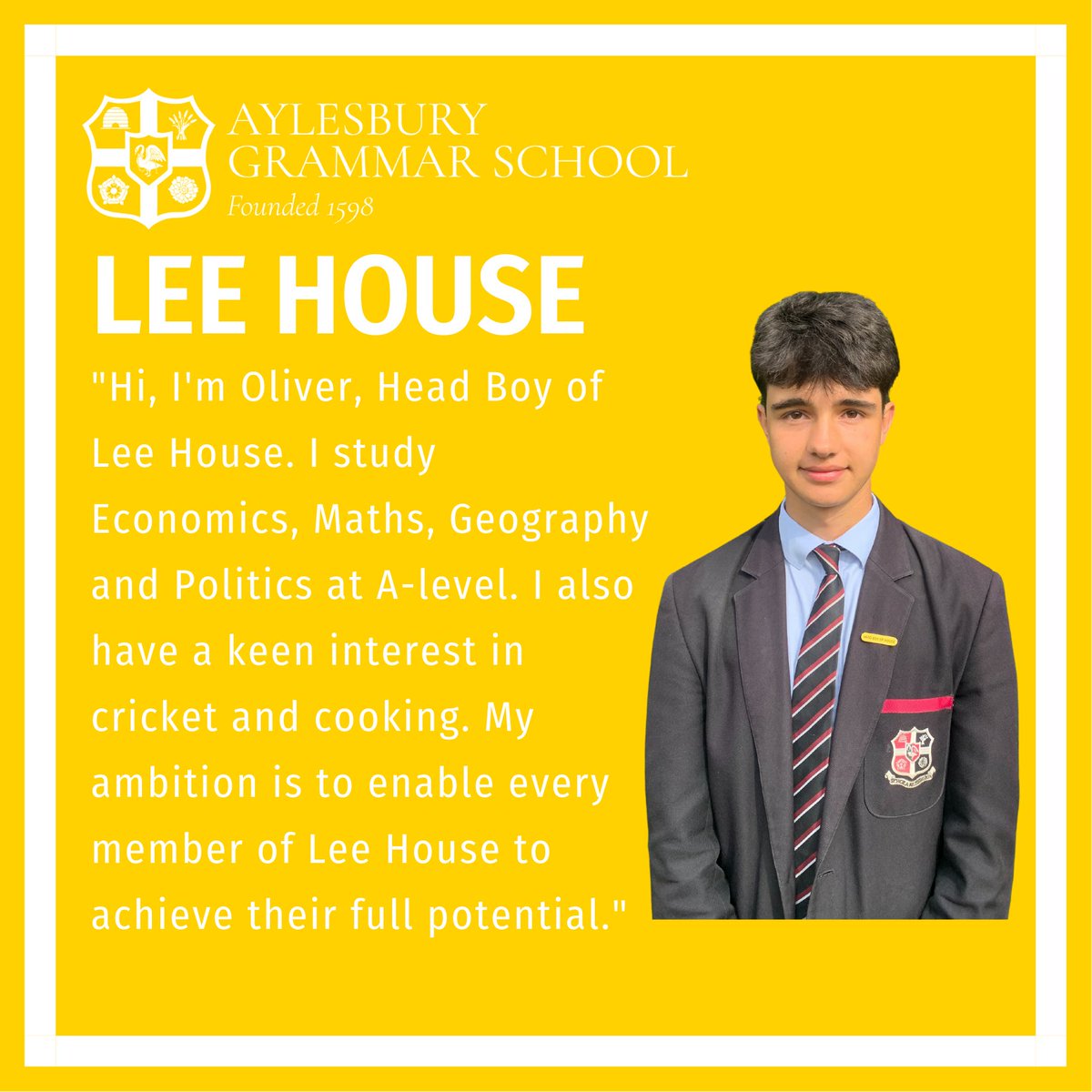 AGSHouses's tweet image. ➡MEET THE LEADERSHIP TEAM⬅
Oliver - Head Boy of #AGSLee House

🔵🟩🟡🟪🔴🟦 
#BelongingAndCamaraderie
#DevelopingCharacter

@AGSFounded1598